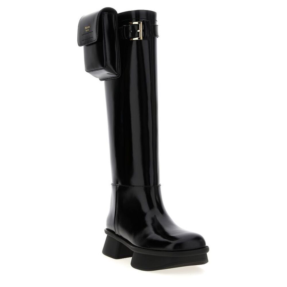 Prada Black Calfskin Over The Women's Knee - Picture 2 of 4